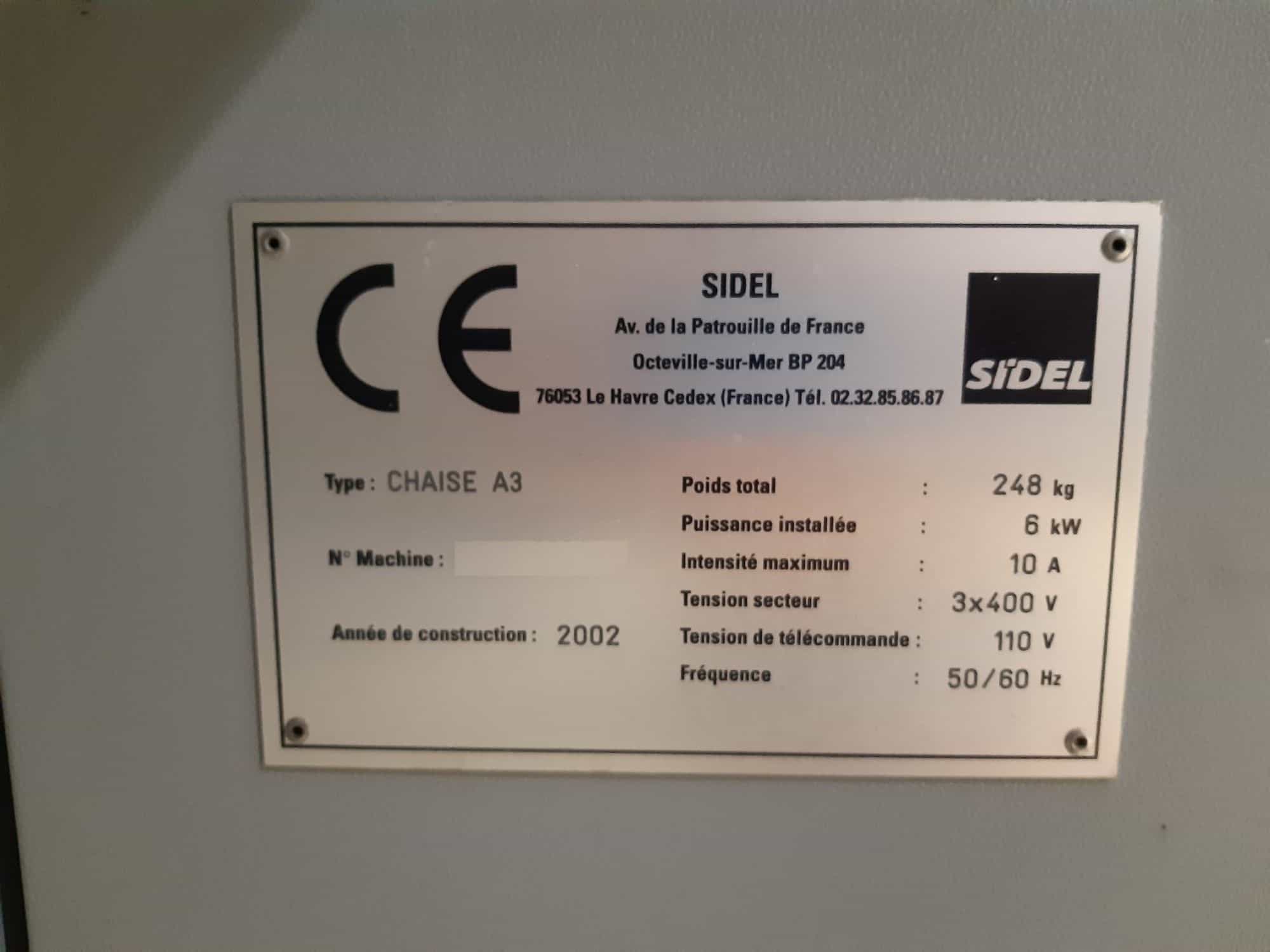 Tabliczka znamionowa SIDEL SBO 16 seria 2
