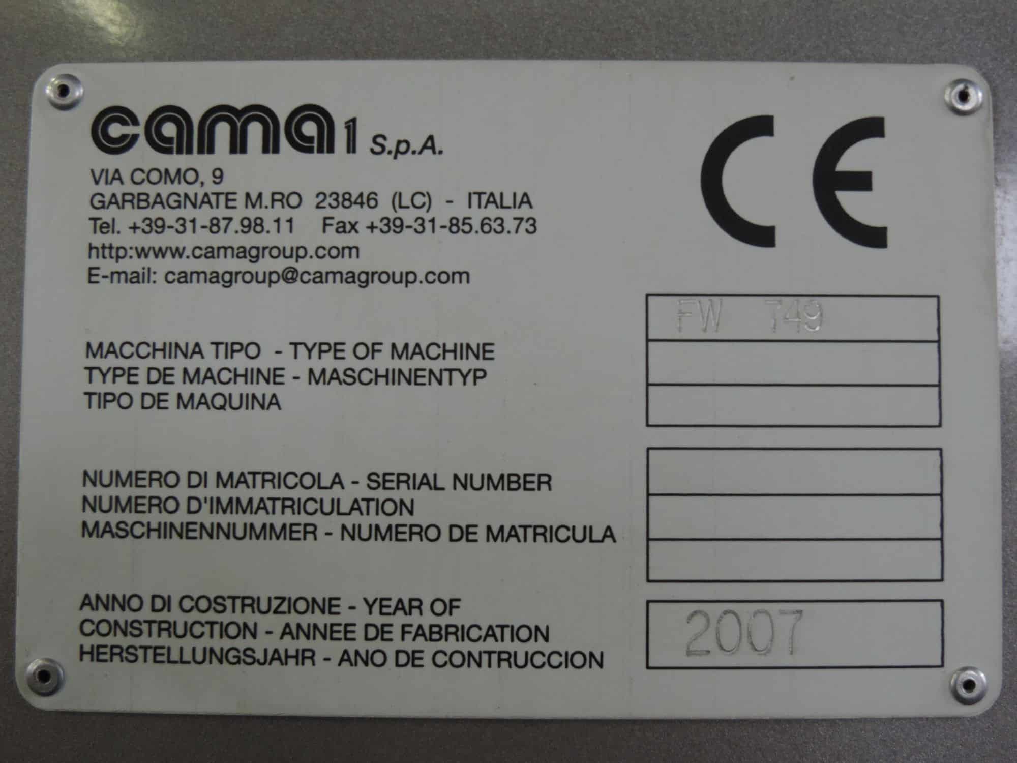 Tabliczka znamionowa Cama Group FW 749