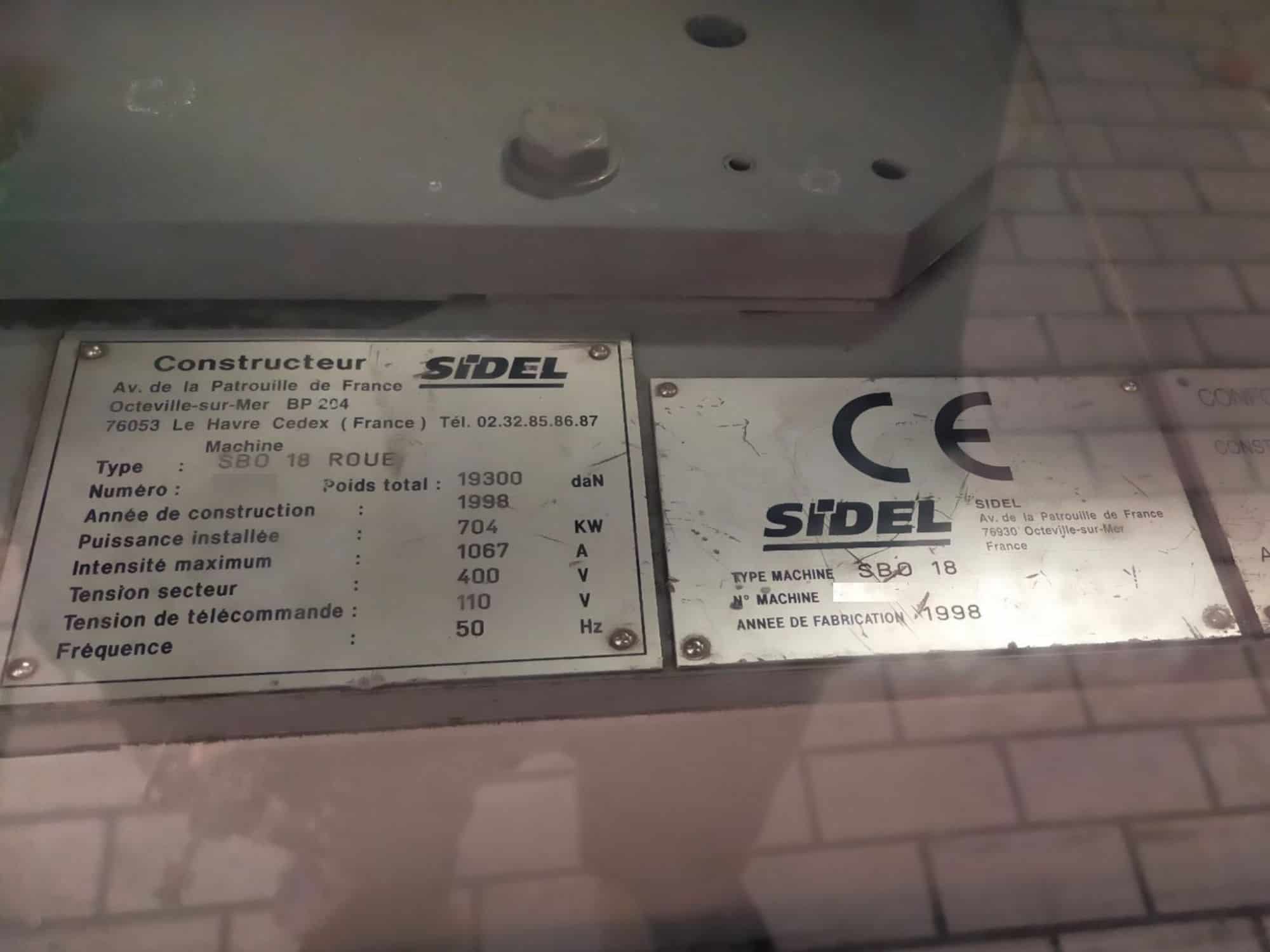 Tabliczka znamionowa SIDEL SBO 18 Seria 2