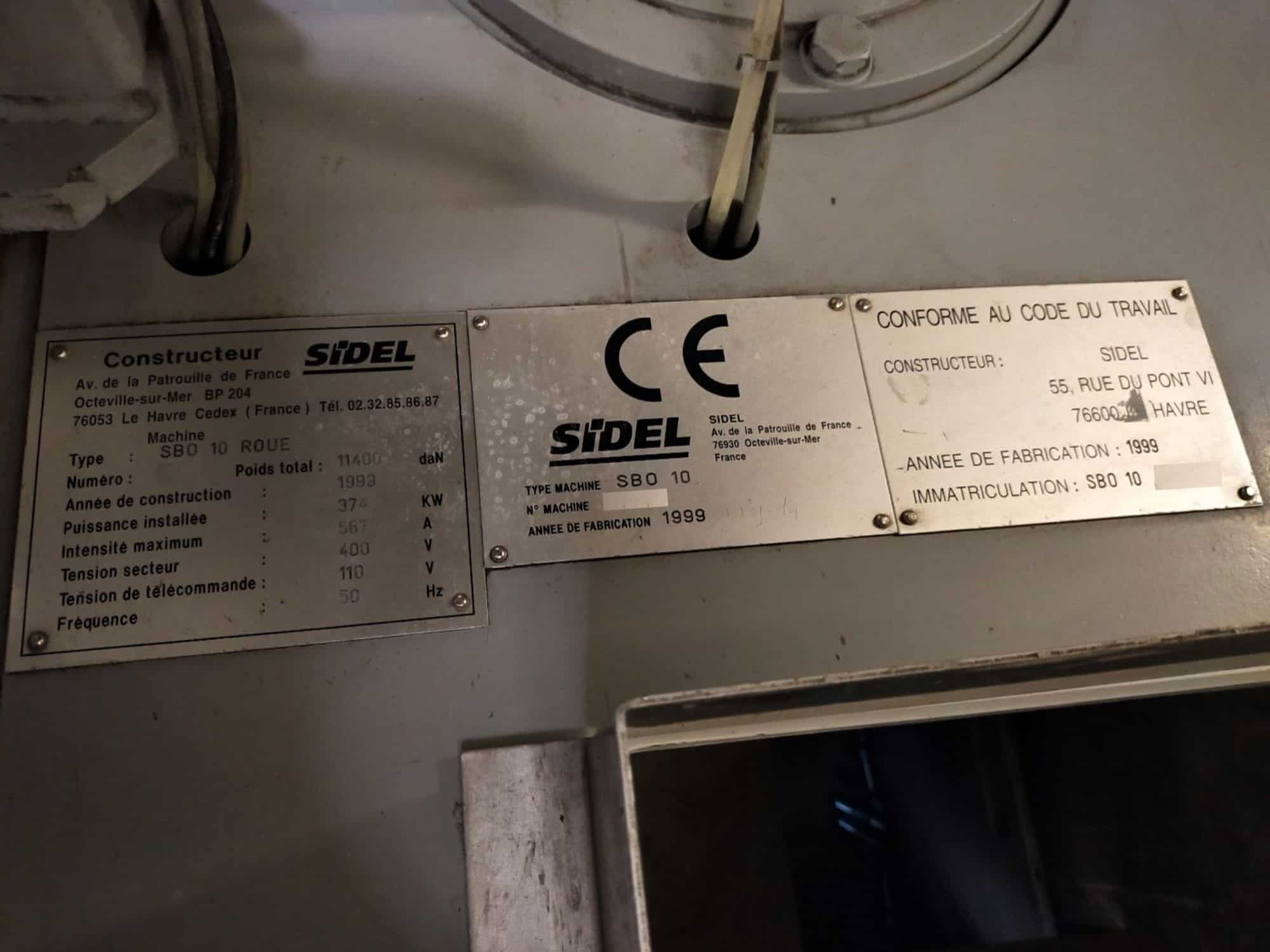 Tabliczka znamionowa SIDEL SBO 10 Series 2