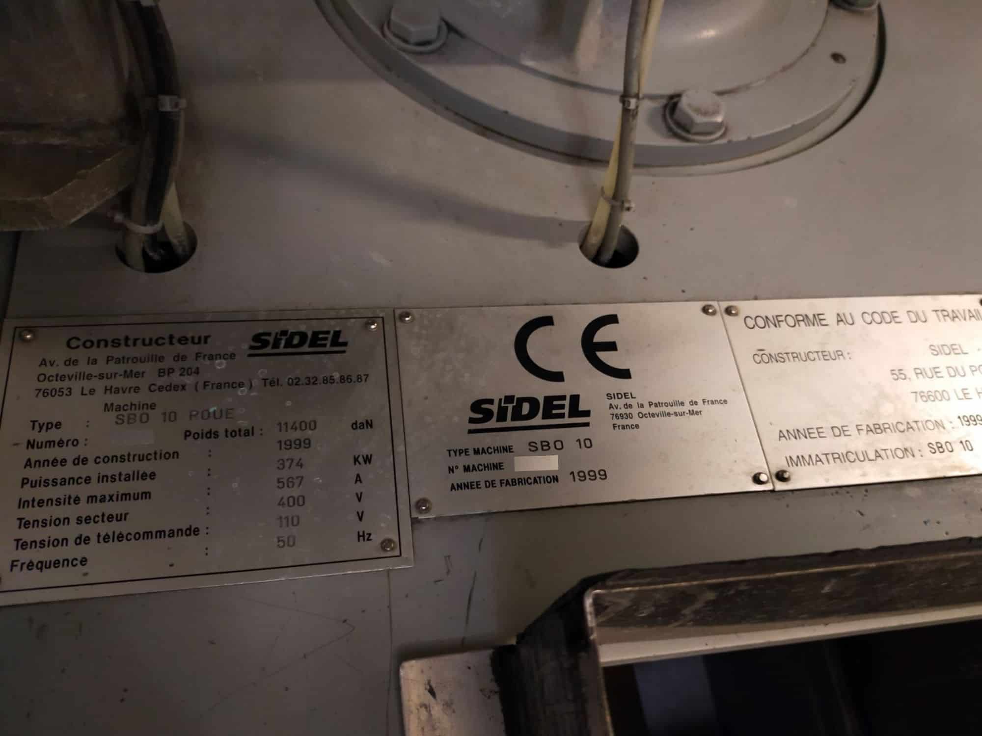 Tabliczka znamionowa SIDEL SBO 10 Series 2